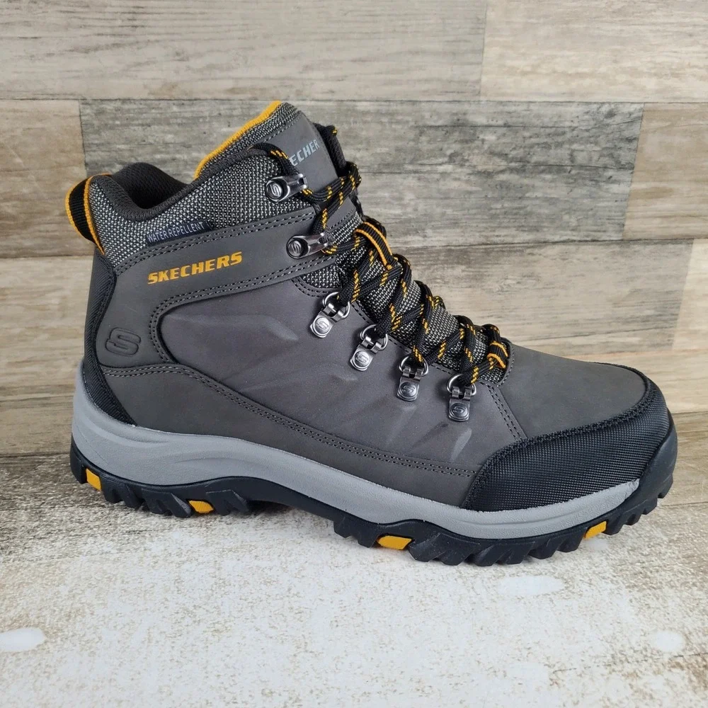 Skechers Relment Daggett Mens Hiking Boots Sz 8 Charcoal Lace Up Relaxed Fit